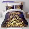 Masonic Freemason Pattern Bedding Quilt Set Quilt Cover Pillowcase Home Decoration Birthday Gift (1 * duvet cover + 2 * pillowcase, without core)