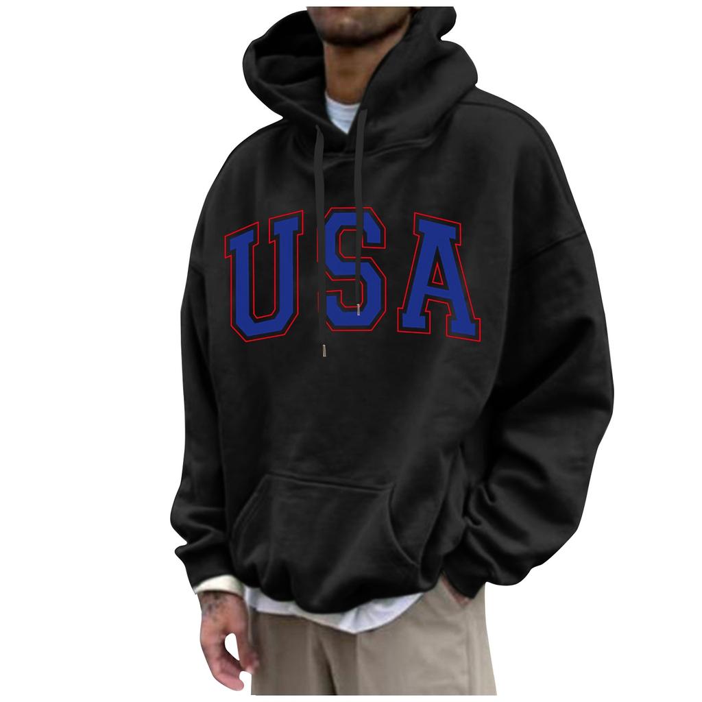 Men's Loose Printed Hooded Sweatshirt Men's Casual Fashion Sports Sweatshirt