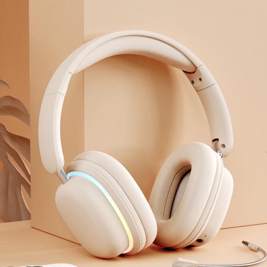 Беспроводные наушники с RGB-подсветкой Легкая конструкция Универсальные складные Bluetooth-совместимые игровые наушники с микрофоном