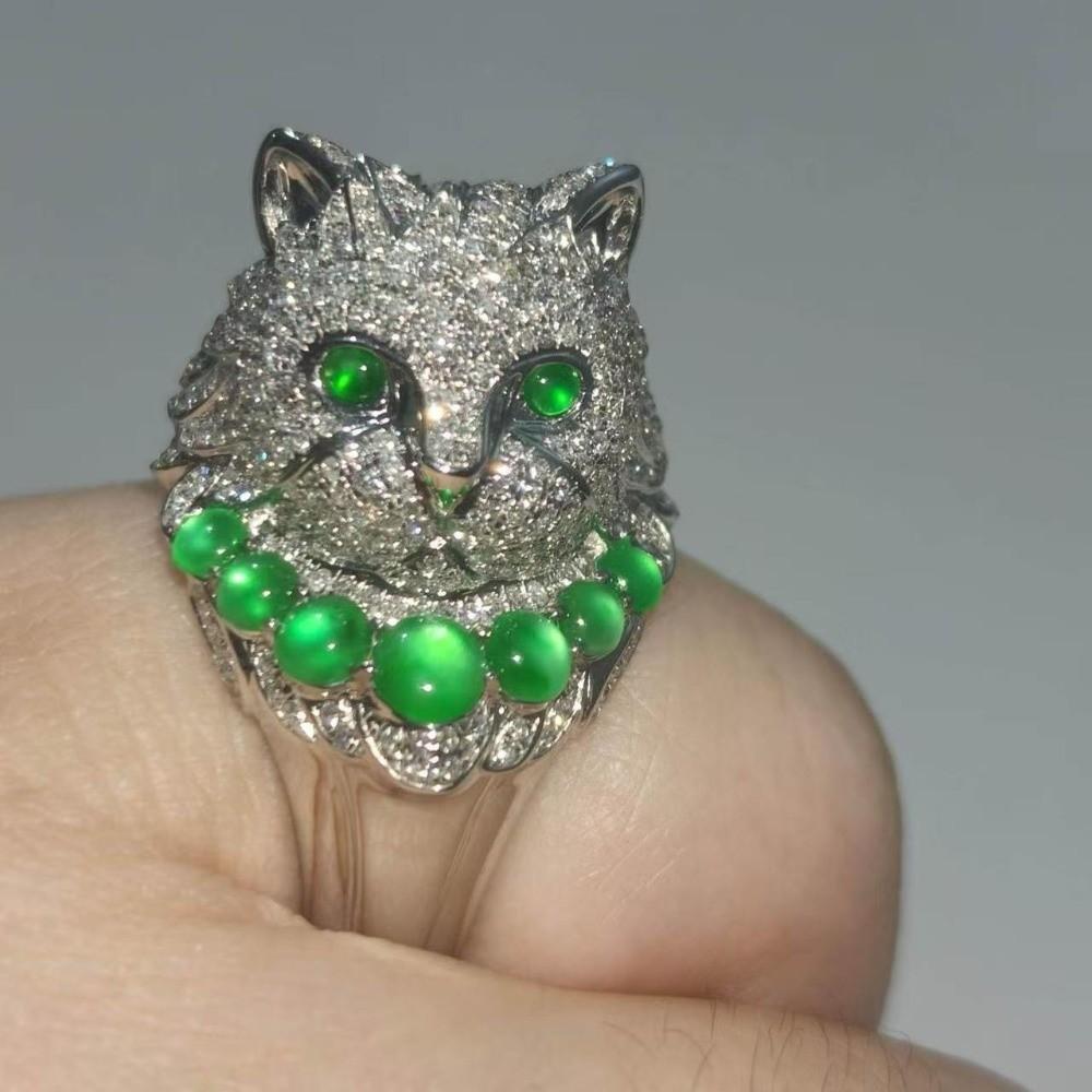 Metal Rhinestone Dog Rings Open Mouth Design Fashion Jewelry Cute Cat Ring Work