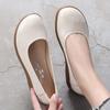 White Genuine Leather Ladies Breathable Summer Shoes Women Flats Slip-On Loafers Round Toe Soft Flat Shoes Casual