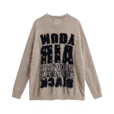 Осень и зима Новый нишевый ленивый стиль Мягкий клейкий свитер Ретро свободный повседневный пуловер Вязаный свитер Главный тренд