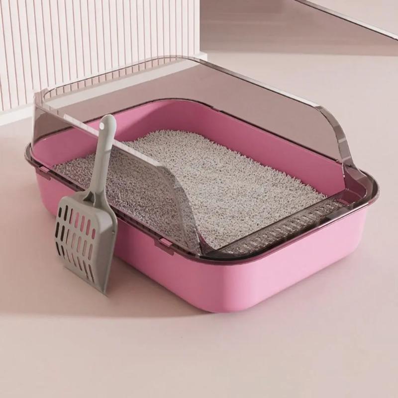 Semi-closed Cat Litter Box Pet Accessories Open Top Plastic Cat Sandbox Anti Splash Cat Toilet Kitten Litter Pan Home