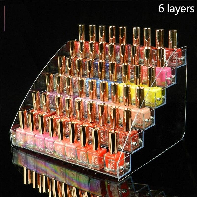 2/3/45/6/7 Layers Acrylic Nail Polish Display Organizer Shelf Clear Cosmetic Display Rack Holder Frame Jewelry Stand Storage Box