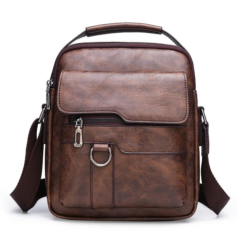 Men's Shoulder Bag New Business Casual Vertical Messenger Bag Fashion Leather Bag Handbag Men's