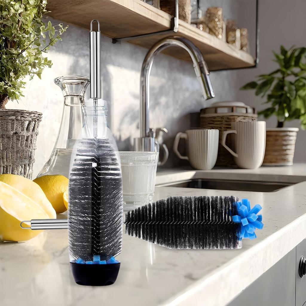 Бутылочные щетки для чистки 31 см Щетка для стеклянной бутылки для воды с узким горлышком Инструмент для чистки из нержавеющей стали Многоразовое мытье Кухня