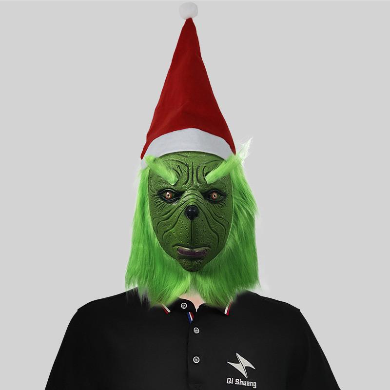 Забавный набор маски Гринча и зеленых пушистых перчаток, идеально подходящий для рождественских вечеринок и празднования Хэллоуина