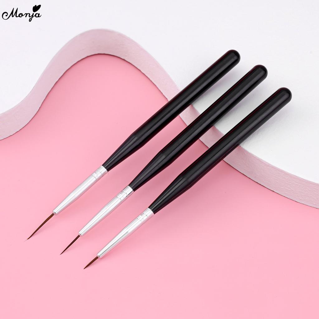 monja 3 шт./компл. кисти для ногтей, французские полоски, линии, лайнер, узор, салон, сделай сам, кисточка для рисования, ручка, инструмент для дизайна маникюра