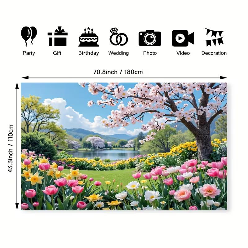 2D Расцветающий Весенний Сад Фон для Фотосъемки Баннер