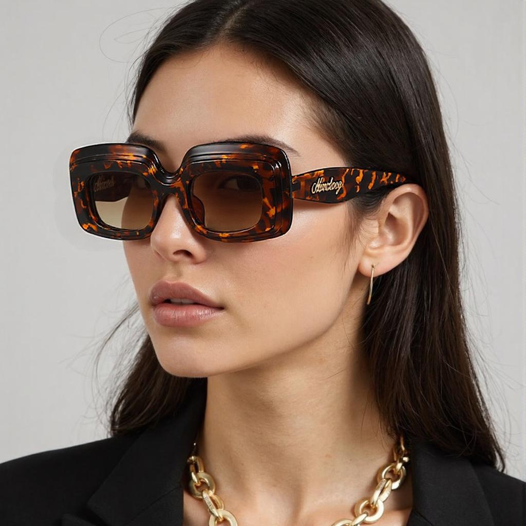 New Fashion Sunglasses Men And Women Large Frame Square Sunglasses Cool Trendy Color Glasses Frame