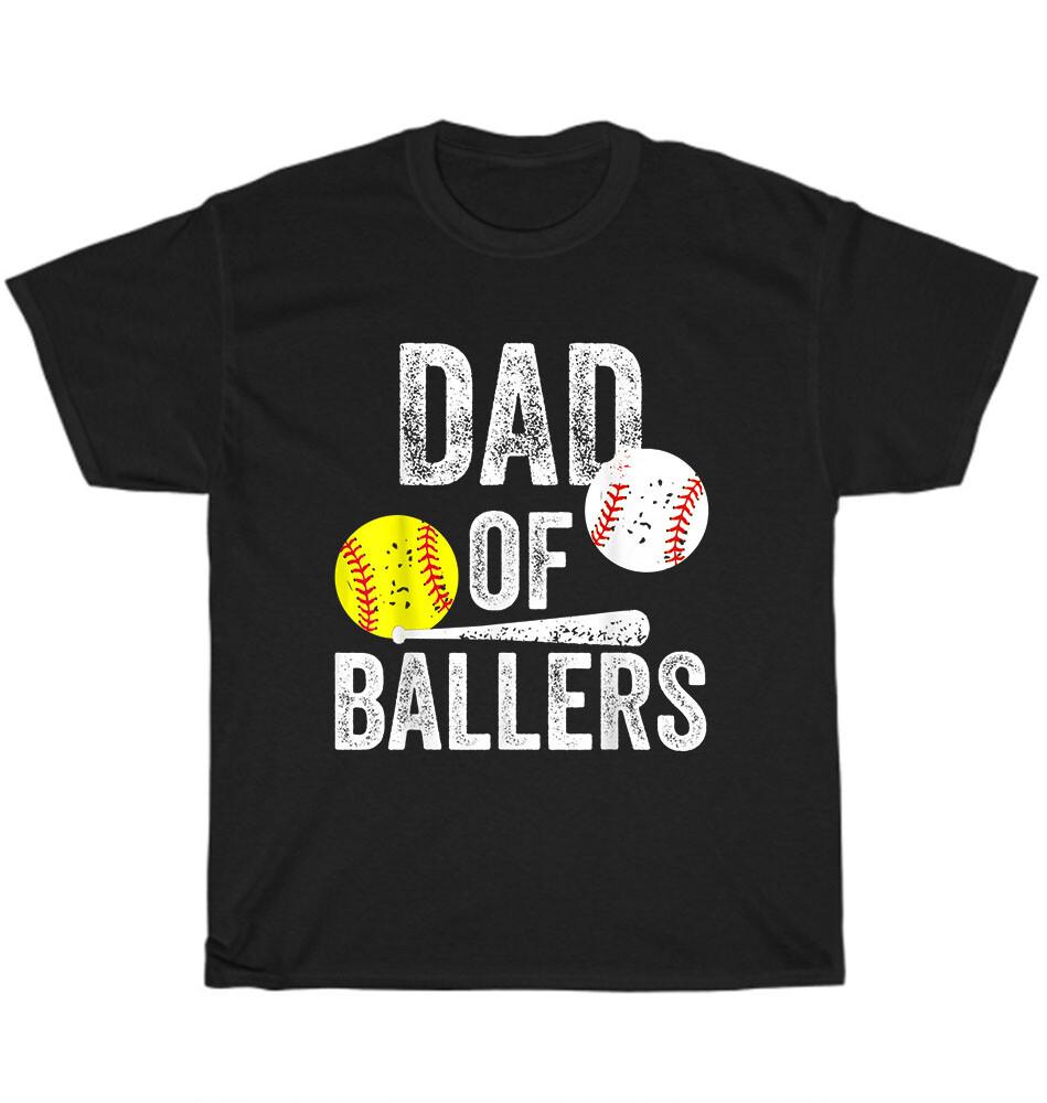 Dad of Ballers Funny Dad of Baseball Softball Player T-Shirt Mens Father Gift