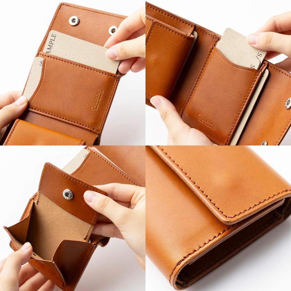 Trifold Genuine Tochigi Made In Mini Compact Thin Slim Gift Box Brown [Greol] Wallet, Men's, Leather, Leather, Japan, Wallet, Wallet, Women's Wallet,