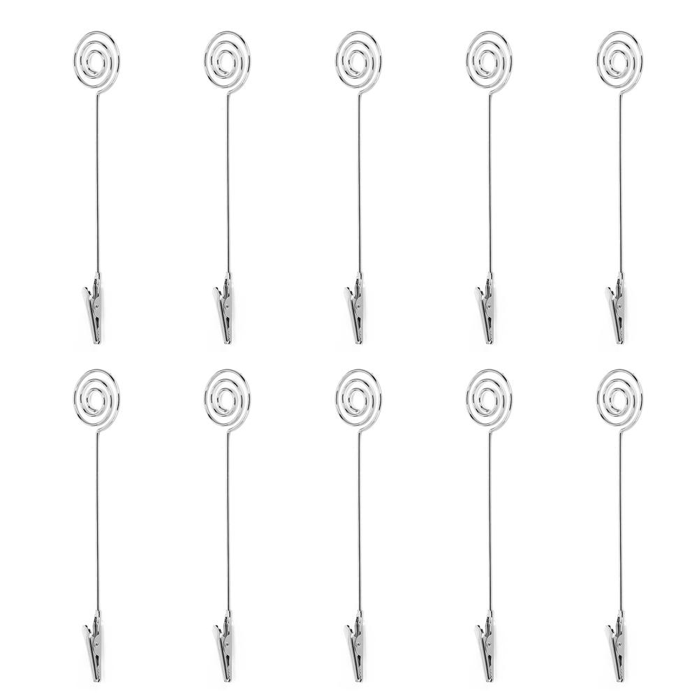 10 шт. Настольные зажимы для заметок Настольный металлический держатель для визиток Серебристый круглый для фото/сообщений