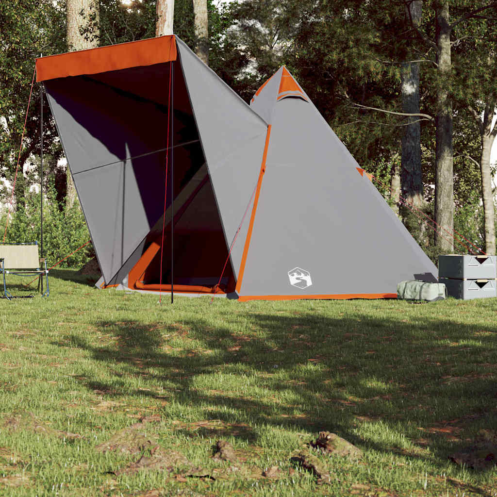 Tipi Family Tent for 6 Persons Grey and Orange Waterproof