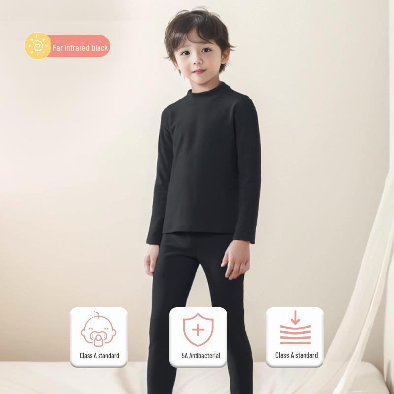 Комплекты детского термобелья: Флисовый зимний комбинезон из двух частей с высоким воротником для детей среднего и крупного возраста.