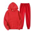 Unisex Autumn Plus Velvet Fleece  Tracksuit Hoodies Casual Solid Color Thick Pullover and Long Pant 2-piece Set Men Women Jogger Sports Suit