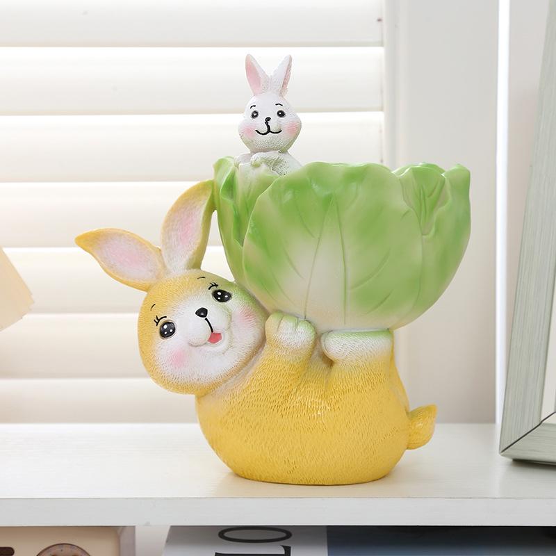 Креативные украшения в виде кролика-бонсай для хранения овощей, милые мультяшные кролики для украшения стола в гостиной, поделки из смолы