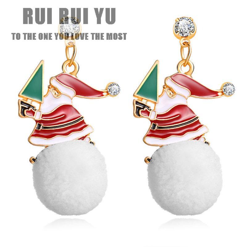 RUI RUI YU Женская мода мультфильм Рождественский снеговик Форма снежка висячие серьги-подвески