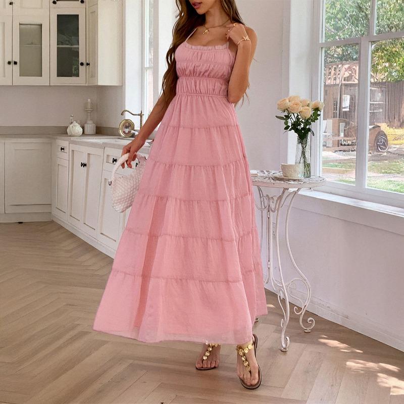 Платье для отдыха и отдыха в стиле «повседневный» с бретелью через шею, женская весна и лето