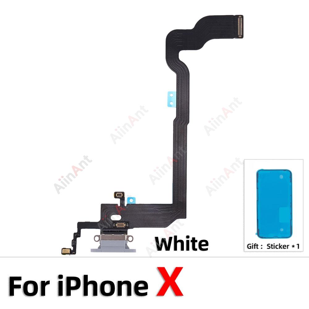 Aiinant Bottom Charging USB Date Dock Connector Microphone Charger Flex Cable For iPhone 7 8 Plus Xs Max X XR Phone with sticker