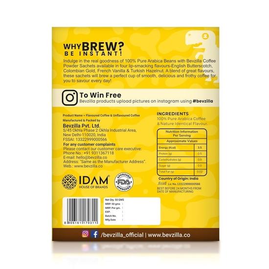 Bevzilla 24 Ассорти Саше Растворимого Кофе | 24 Пакетика по 2 г | Кофе Арабика | 4 Вкуса: Ириска, Классический, Ваниль, Фундук
