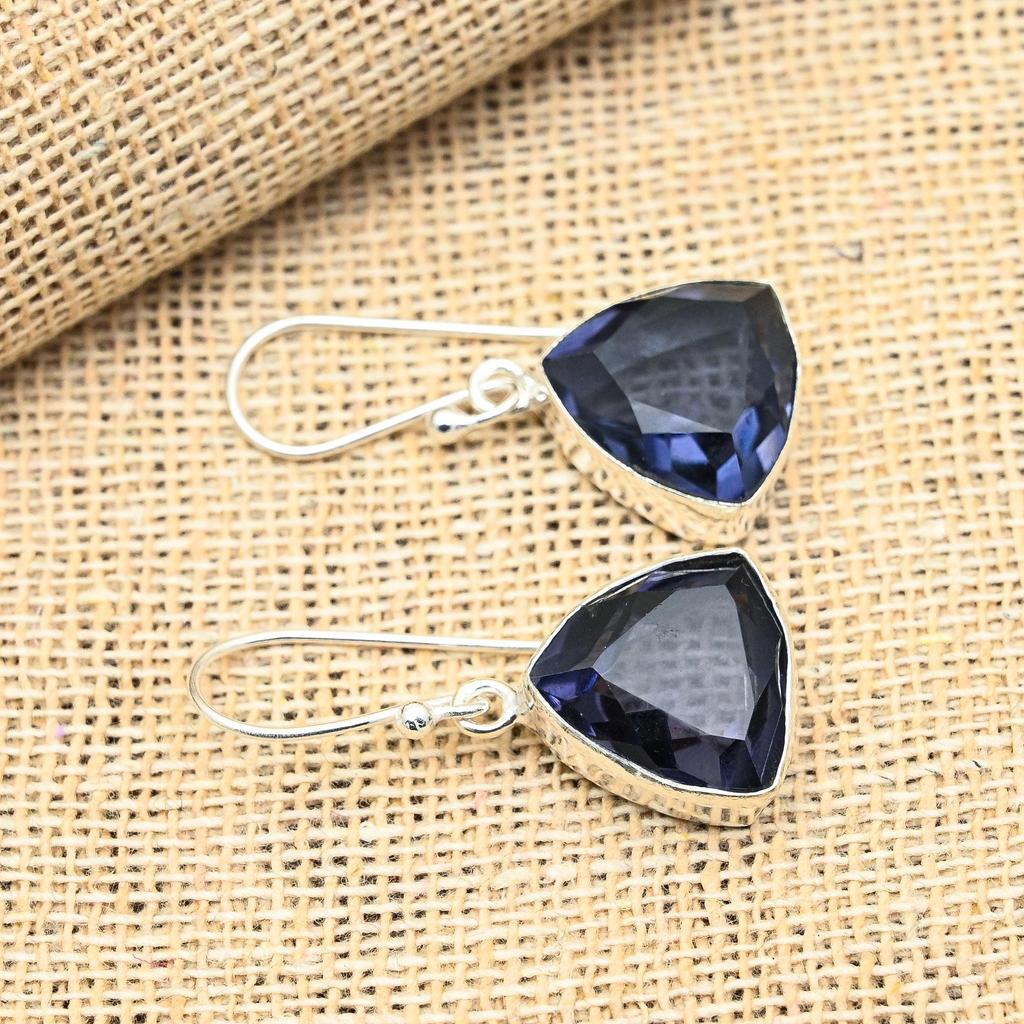 Ювелирные серьги из стерлингового серебра 925 пробы с драгоценным камнем иолит ручной работы для нее