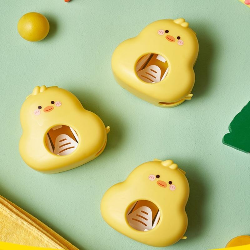 Automatic Press Toothpaste Dispenser Wall Mounted Cute Duck Design Space Saving Bathroom Tool Toothbrush Holder Rack