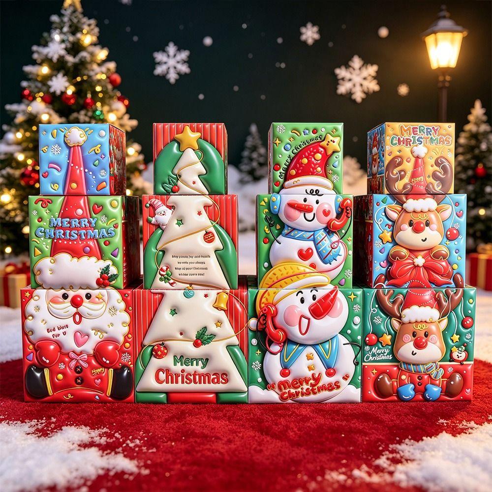 3PCS Multicolor Christmas Gift Box 3 Size Candy Gift Boxes Decorations Boxes Holiday Gift Giving