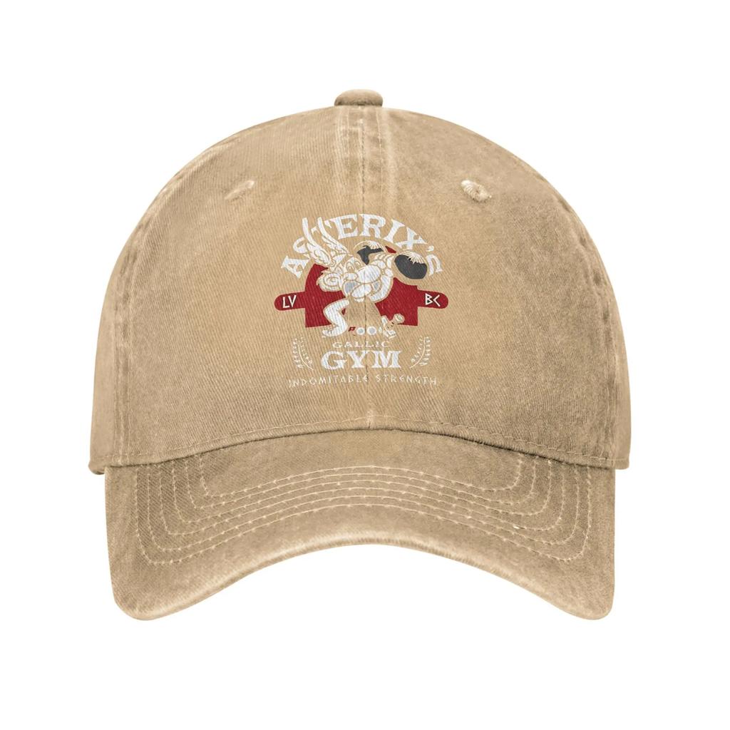 Asterixes Gallic GYM Unisex Women Baseball Cap Obelixes Indomitable Strength Distressed Denim Washed Hats Adjustable Fit Headwear