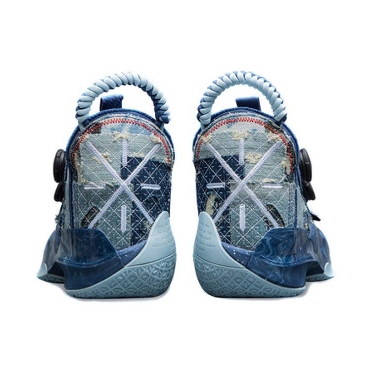 Li Ning WOW 8 Амортизация Moment Скользкая Устойчивая к истиранию Средняя высота Баскетбольные кроссовки для выступлений Мужские Черно-синие ABEP001-6