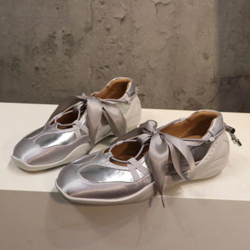 Модные балетки, немецкие тренировочные туфли 2025, новая роскошная женская обувь, туфли Мэри Джейн с ремешком-бабочкой, балетные кроссовки