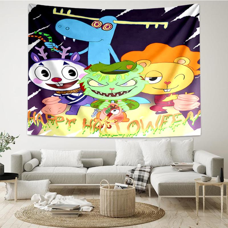 Happy Tree Friends Anniversary Tapestry Hanging for Bedroom,Livingroom, Playroom,Decor Art Room Wall Tapestry Holiday and Birthday Gifts
