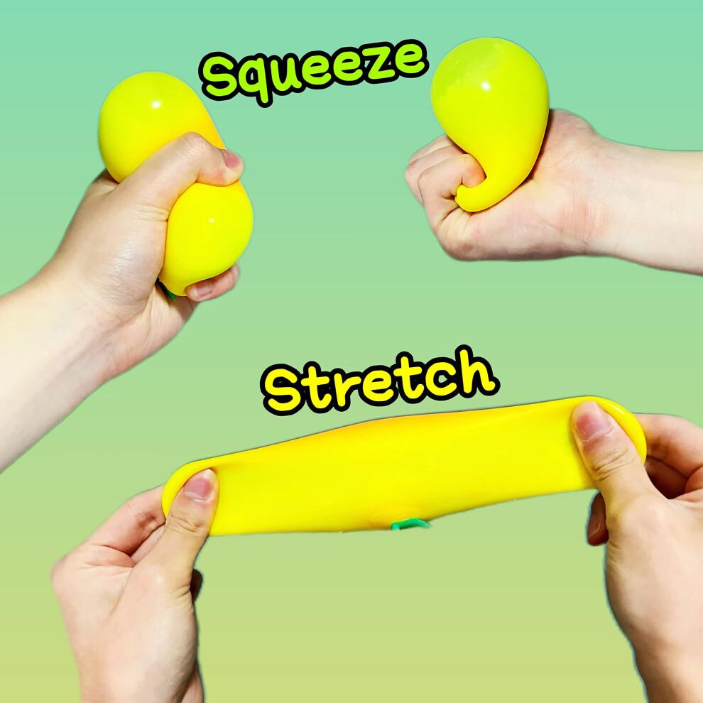 Yellow Peach Squishy Stress Ball for Adults and Kids, Soft Stretchy Fruit Squeeze Toy for Anxiety Relief