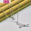 925 Sterling Silver Chain Scissors Pendant Necklace Jewelry