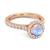Moonstone Round Halo Accents Ring -925 Sterling Silver Rose Gold Vermeil