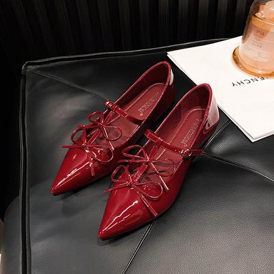 Туфли Мэри Джейн на плоской подошве с острым носком и неглубоким вырезом, женские банкетные туфли