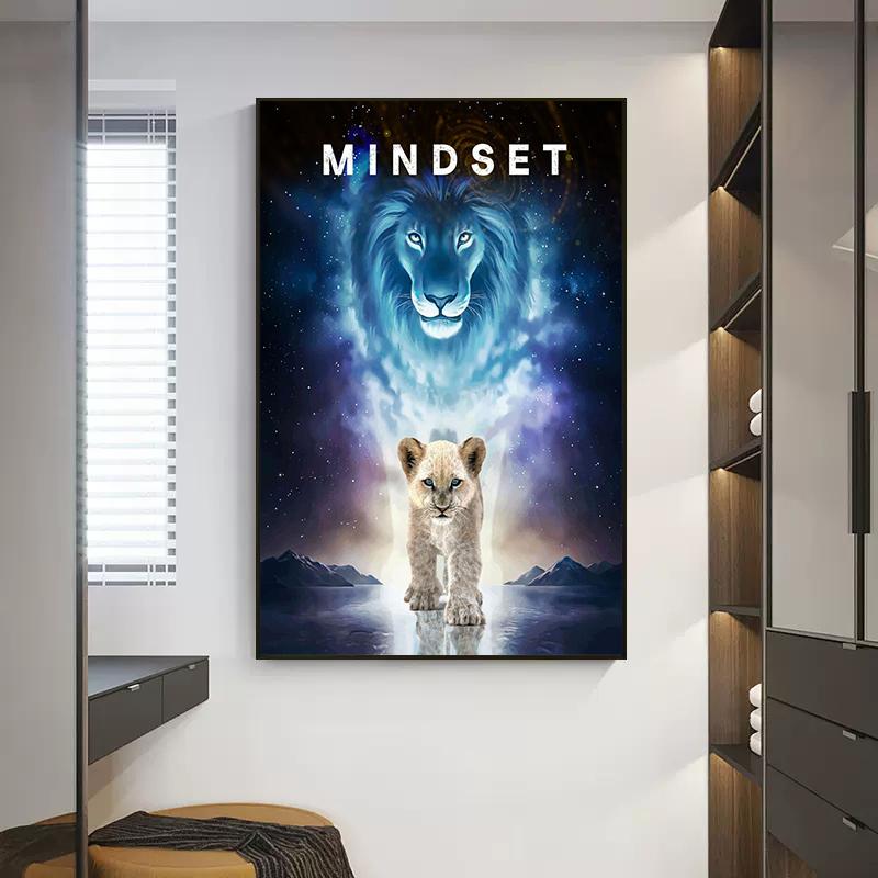 Motivational Quote Mindset Is Everything Shark Fish Poster Print Canvas Painting Inspirational Nordic Wall Art Room Home Decor