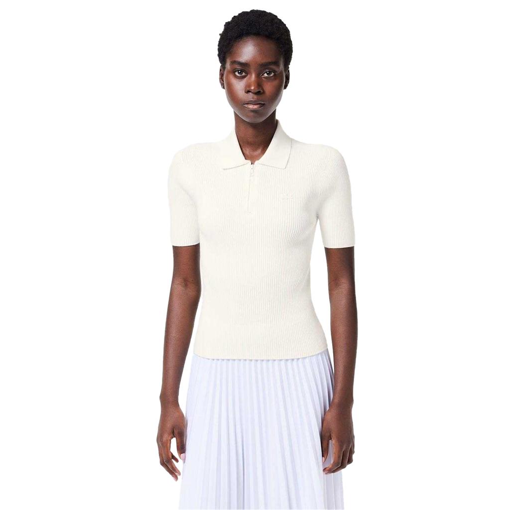 Lacoste Womens/Ladies Rib Knit Quarter Zip Polo Shirt