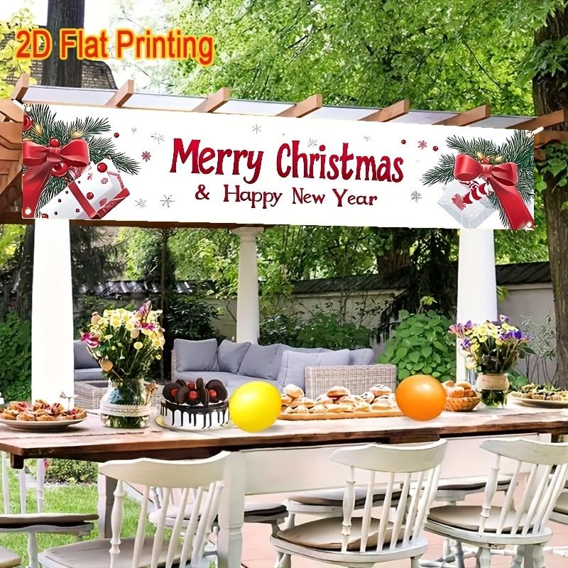 Christmas Merry Christmas Themed Fence Banner, Outdoor Polyester Garden Yard Decor
