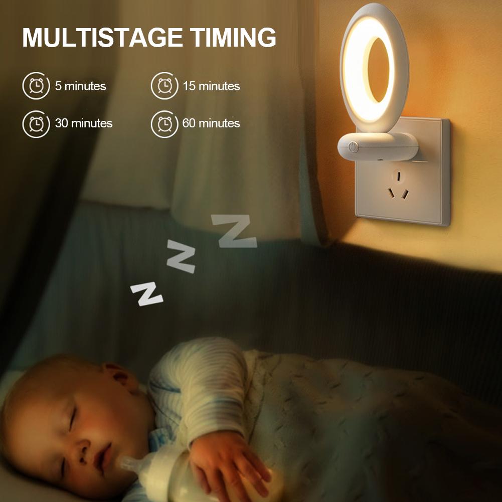 Creative Rotating Remote Control LED Night Light Plug-In Soft Light Eye Protection Sleep Atmosphere Bedroom Bedside Lamp