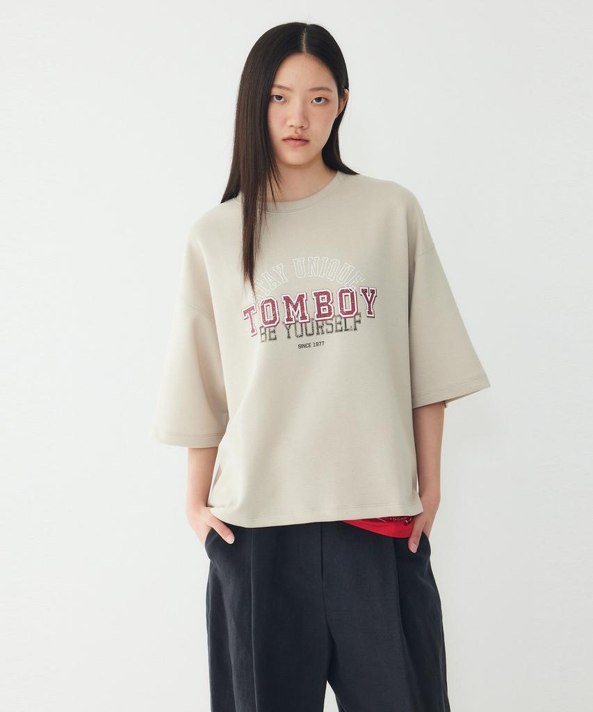 STUDIO TOMBOY Lettering Short Sleeve T-Shirt_Beige 9176222992