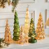 Glitter Christmas Tree Table Lamp LED Light-Up Decoration with Star Topper Festive Centerpiece for Home & Office Decor