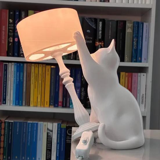 Непослушный Кот Настольная Лампа 3D Печатная Кошка Опрокидывающаяся Ночник Креативный Прикроватный Свет для Гостиной Спальни Дома