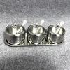 Stainless Steel Seasoning Containers Set with Lid Spoon Tray 3 Grids Condiment Jar Spice Container Canisters Pots for Serving Sugar Pepper Salt Spice