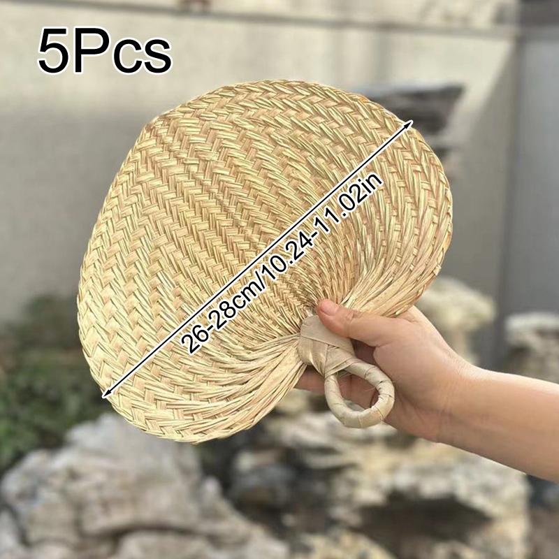 2Pcs/5Pcs Straw Fan Party Handmade Woven Cattail Fan Summer Cooling Dandelion Fan Photo Props Multi-Size