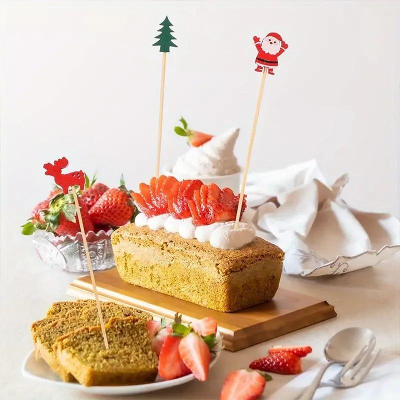 Рождественские одноразовые бамбуковые шпажки для фруктов Снежинка Елка Лось Санта Клаус Праздничные кухонные принадлежности для вечеринки Праздничное украшение стола