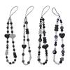 Beaded Phone Charm Lanyards Bear Dice-Beaded Wrist Strap Handmade Phone Chain Heart Beaded Phone Strap for Women