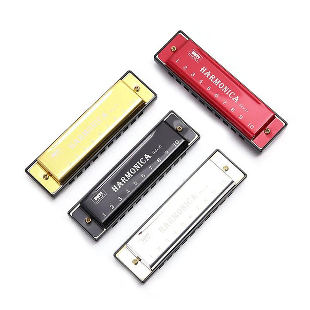 Металлическая диатоническая губная гармошка тональности C Музыкальный инструмент Портативная 10-отверстная губная гармошка Дети