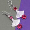 Pink Tourmaline Gemstone Unisex Women's Ethnic Silver Jewelry Earring 1.5''