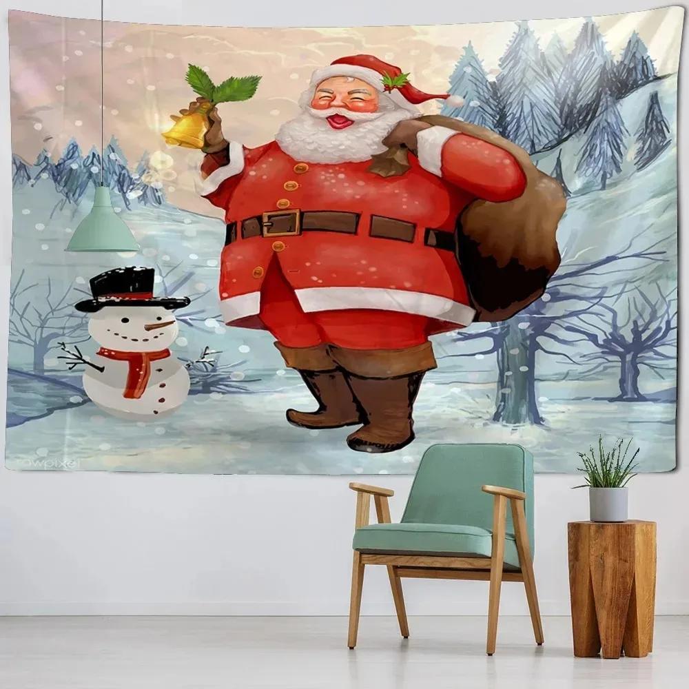 Рождественская тема гобелен фон ткань Санта-Клаус узор подвесная ткань семейная гостиная комната настенное украшение